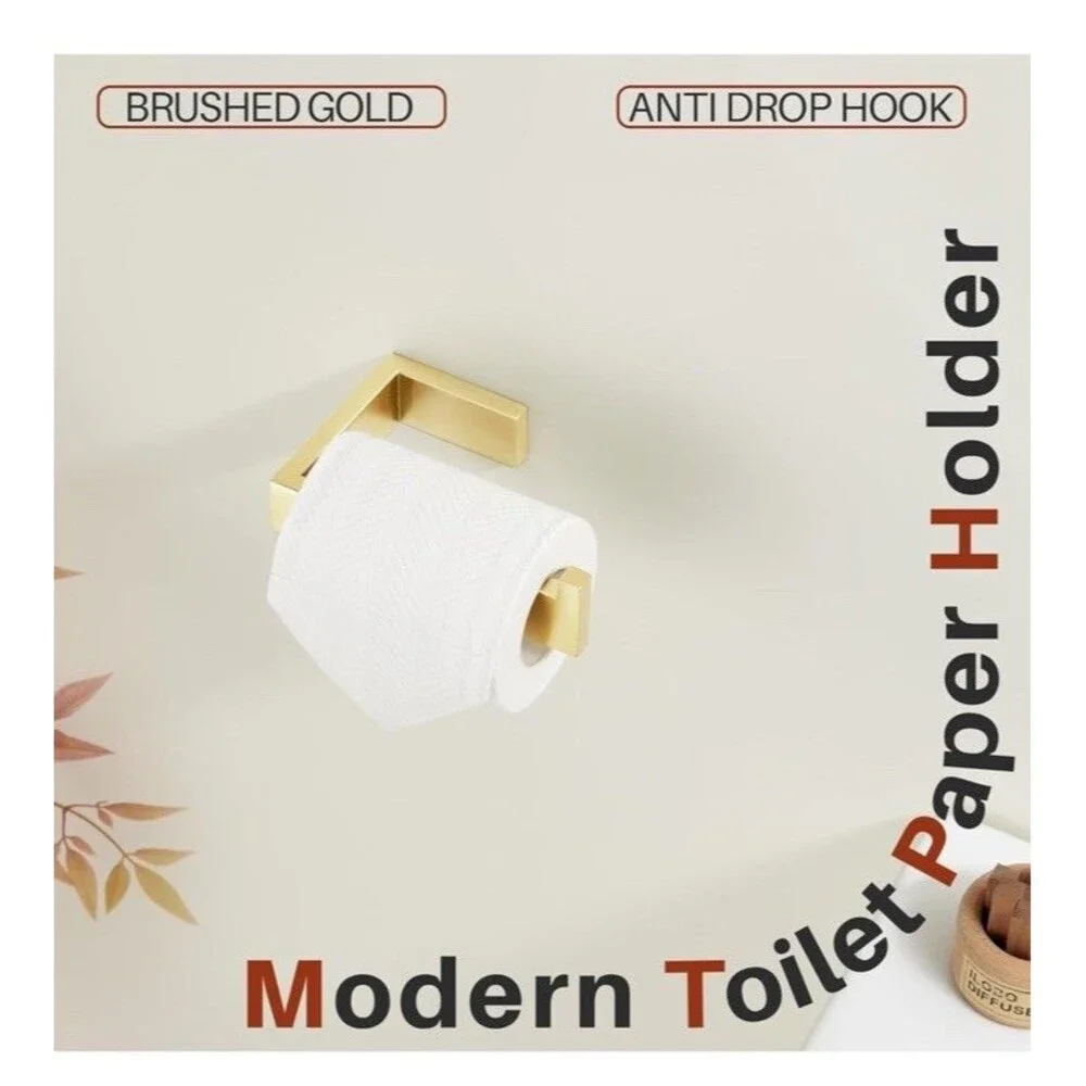 Toilet Paper Holder-Bathroom Tissue Holder Fit Big Roll Paper, Brushed Gold